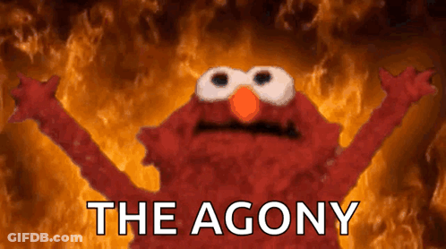 Elmo Surrounded By Flames The Agony GIF