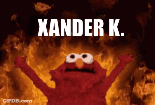 Elmo Surrounded By Flames With Xander K GIF