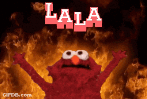 Elmo With Flames Behind Him Saying Lala GIF