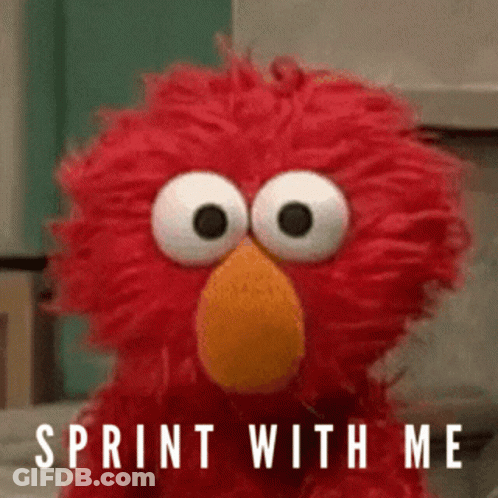 Elmo With Sprint With Me Sign GIF