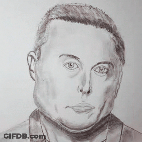 Elon Musk Changing Mood Moving Sketch GIF