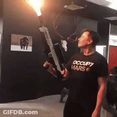 Elon Musk Firing Flame Thrower GIF
