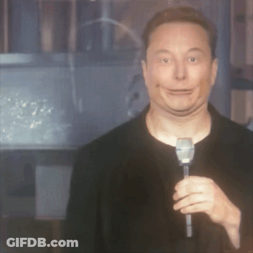 Elon Musk Is Holding A Microphone And Making A Face GIF