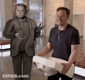 Elon Musk Next To Cartoon Dog In Space Suit GIF