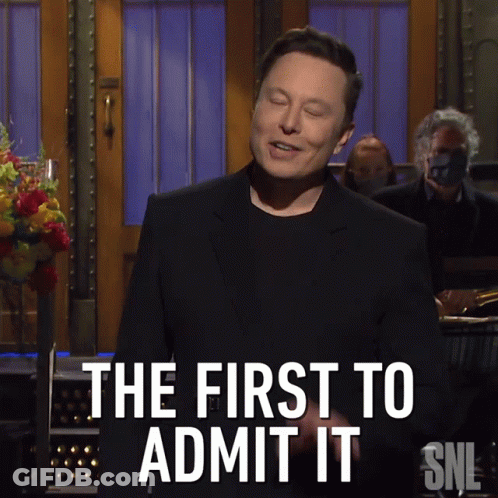 Elon Musk Says First To Admit It On SNL GIF