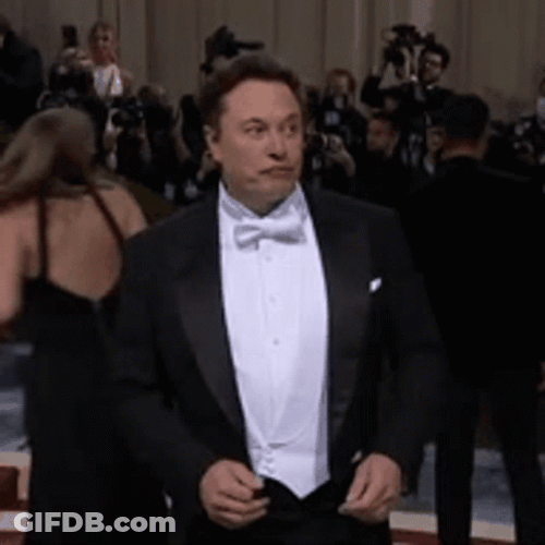 Elon Musk Wacky Annoyed Face Red Carpet GIF