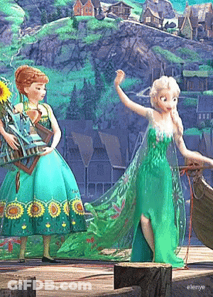 Elsa And Anna Dancing On Dock GIF