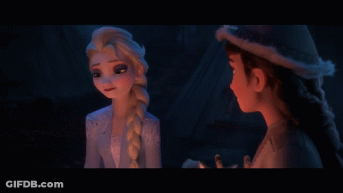 Elsa And Anna From The Movie Frozen Are Looking At Each Other GIF