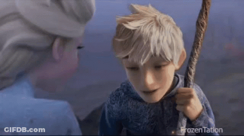 Elsa And Jack Frost Are Looking At Each Other In A Frozen 2 Scene . GIF