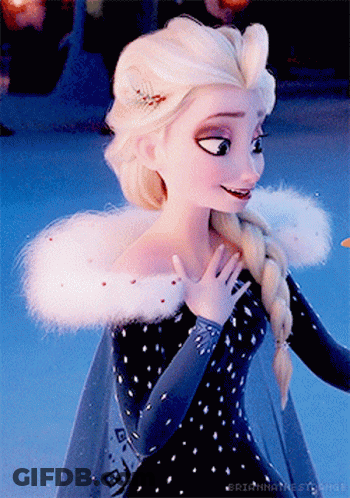 Elsa From Frozen In Black And White Dress With Fur Collar GIF