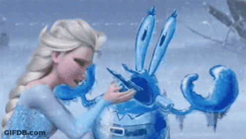 Elsa From Frozen Is Holding A Blue Crab In Her Hand GIF