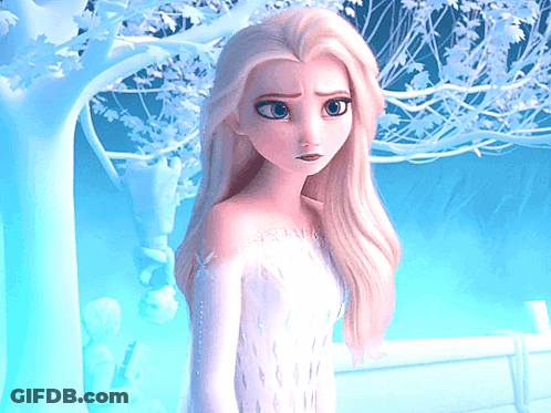 Elsa From Frozen Is Wearing A White Dress And Looking Sad GIF