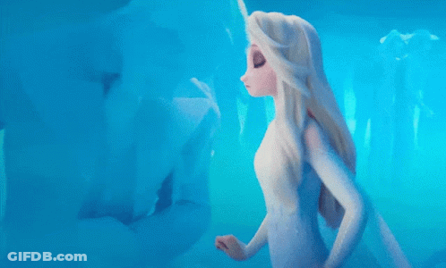 Elsa From Frozen Standing In Water With Arms Outstretched GIF