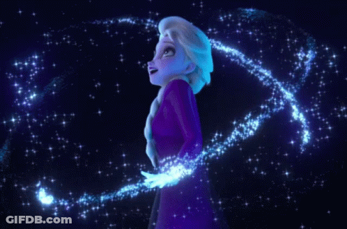 Elsa From Frozen Surrounded By Swirl Of Stars GIF