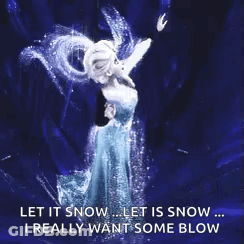 Elsa From The Movie Frozen Is Holding A Snowball In Her Hand And Says Let It Snow . GIF