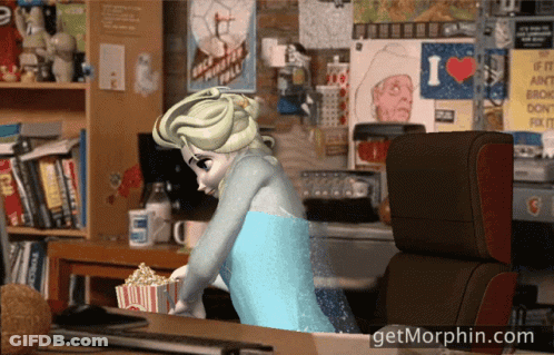 Elsa Holding Popcorn Getmorphin.com GIF