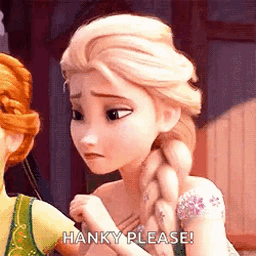 Elsa Sneezing Hanky Please GIF