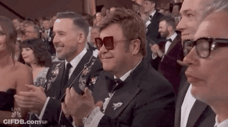 Elton John Applause And Fist Pump GIF