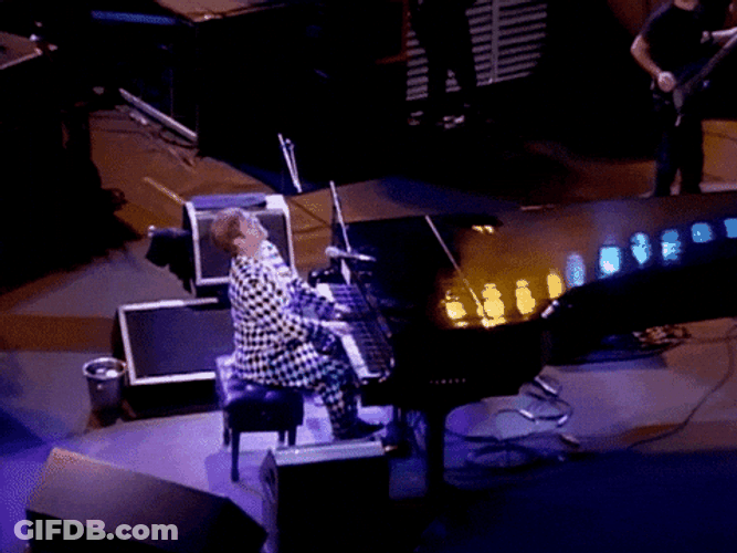 Elton John Playing Piano Aerial View GIF
