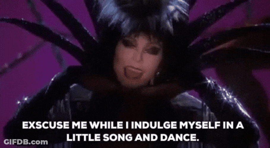 Elvira Wearing A Unique Outfit GIF