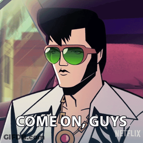 Elvis Presley Cartoon Says Come On Guys On Netflix GIF