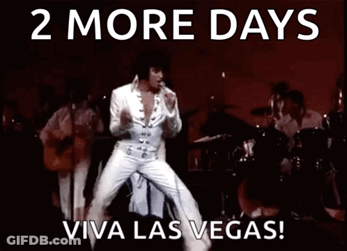 Elvis Presley Is Dancing On A Stage With The Words 2 More Days Viva Las Vegas GIF