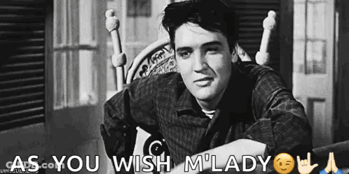 Elvis Presley Sitting In Chair With As You Wish M Lady GIF