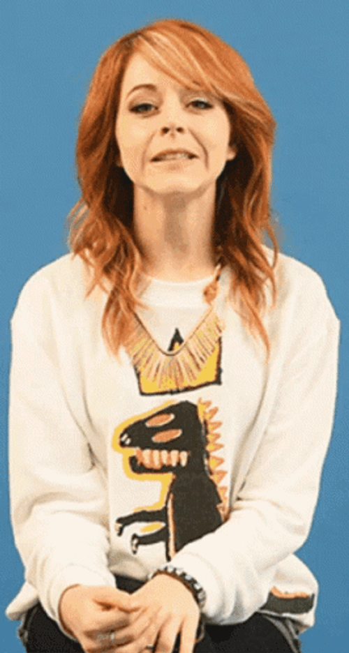 Embarrassed Lindsey Stirling Hiding Hickey Bruise GIF