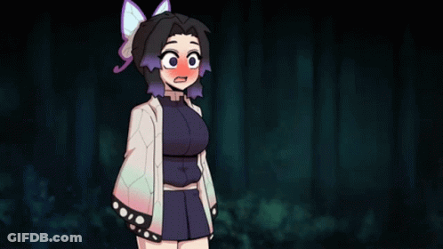 Embarrassed Shinobu Kocho Short Skirt GIF