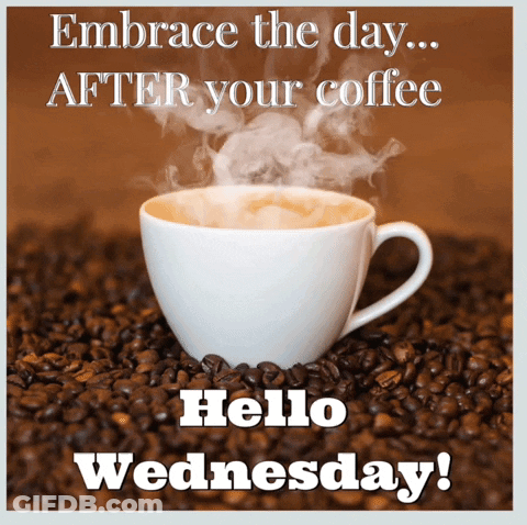 Embrace Day Hello Wednesday Coffee Cup On Beans GIF