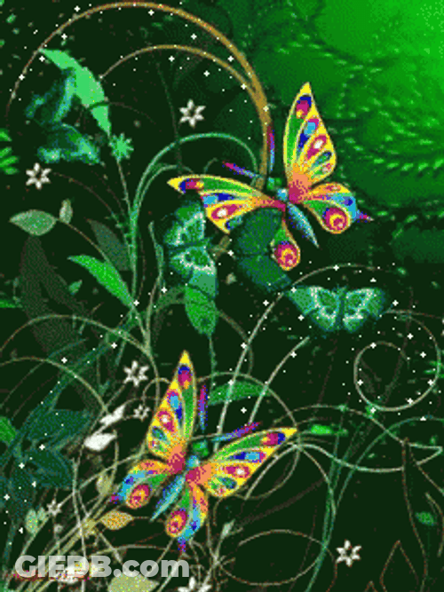 Emerald Green Butterflies Charm GIF
