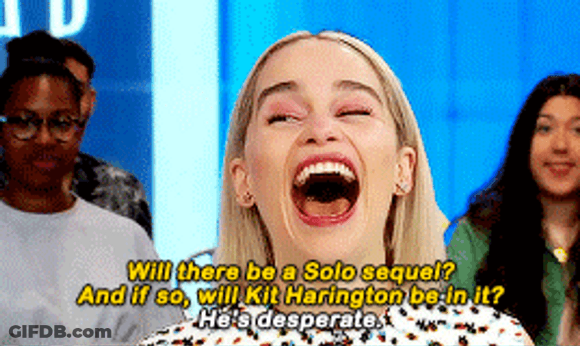 Emilia Clarke Hilarious Reaction He's Desperate GIF