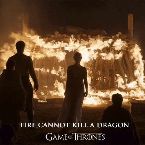 Emilia Clarke Khaleesi Walking Across Fire GIF
