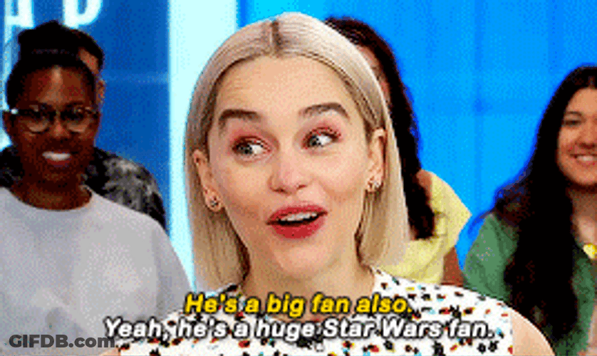 Emilia Clarke Reveals Star Wars Huge Fan GIF