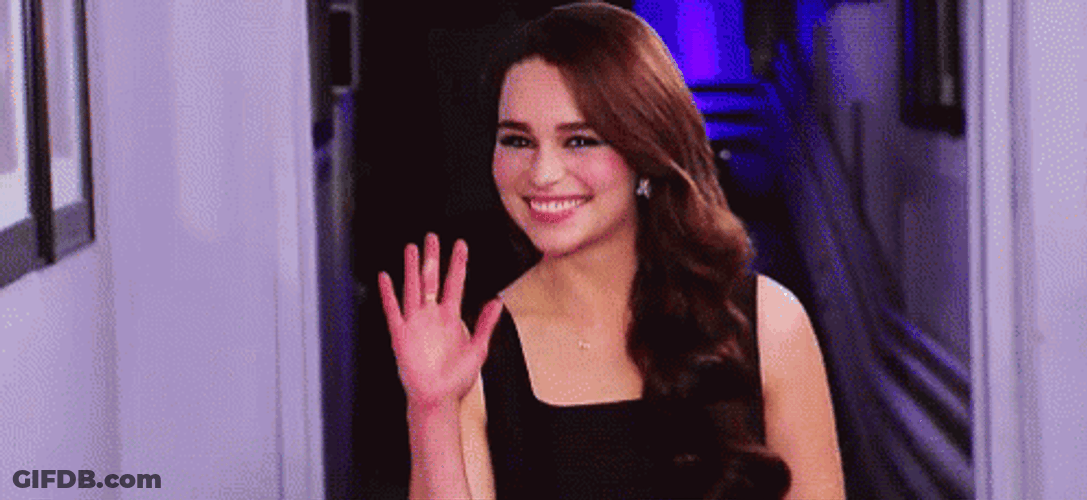 Emilia Clarke Wave While Walking GIF