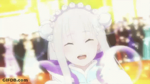 Emilia In Maid Outfit Smiling In Crowd GIF