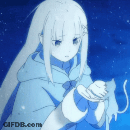Emilia Wearing Blue Robe In Anime GIF