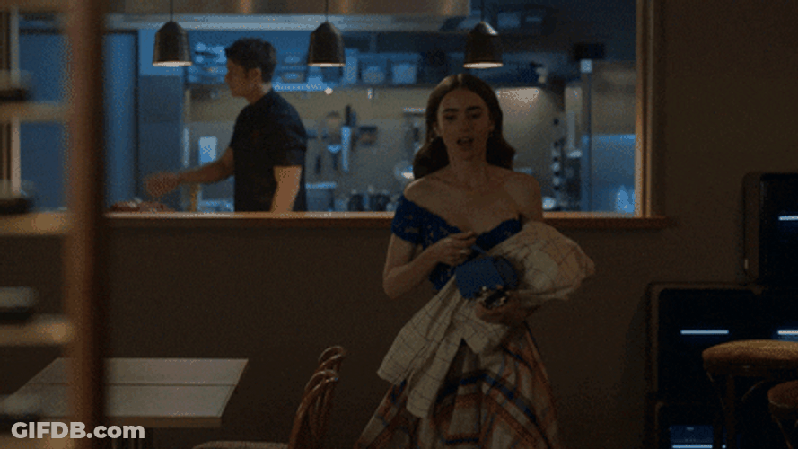 Emily In Paris Walk Out And Pause GIF