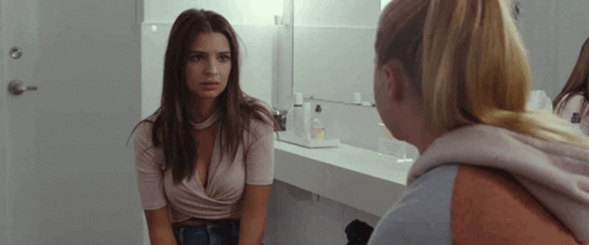 Emily Ratajkowski Staring At A Woman GIF