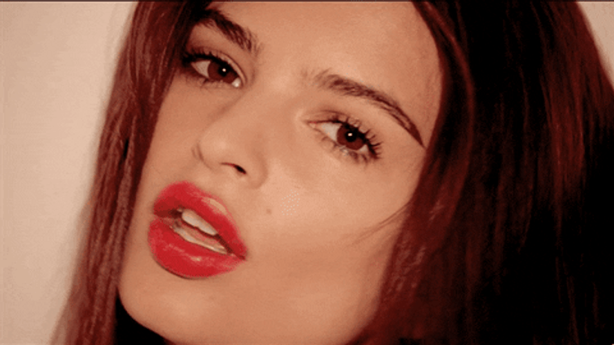 Emily Ratajkowski Touching Her Hair GIF