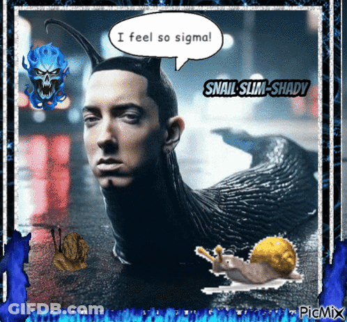Eminem Speech Bubble Saying I Feel So Sigma GIF