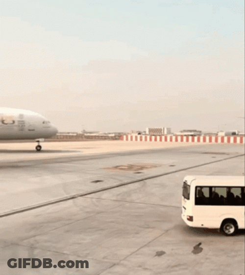 Emirates Airplane Drifts Circling Runway GIF
