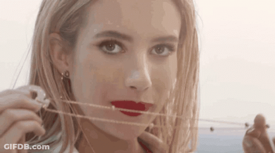Emma Roberts Biting Necklace GIF