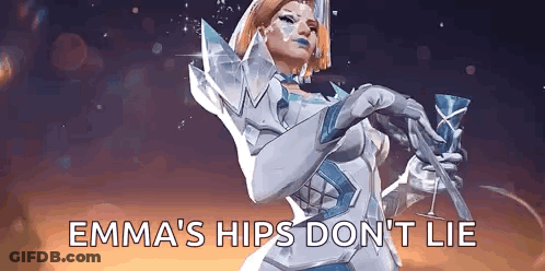 Emma 'S Hips Do N't Lie Is A Video Game Character Holding A Glass Of Wine . GIF