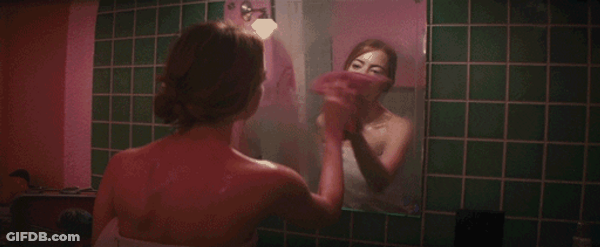 Emma Stone Bathroom Mirror Reflection GIF