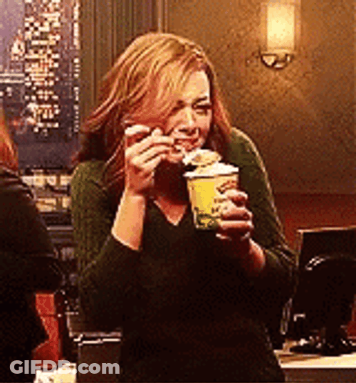 Emma Stone Sobbing While Eating Ice Cream GIF