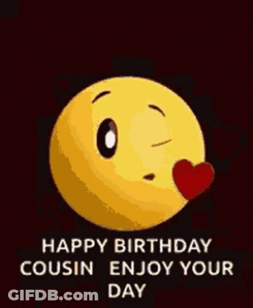 Emoji Giving Kiss Wishing Happy Birthday Cuz GIF