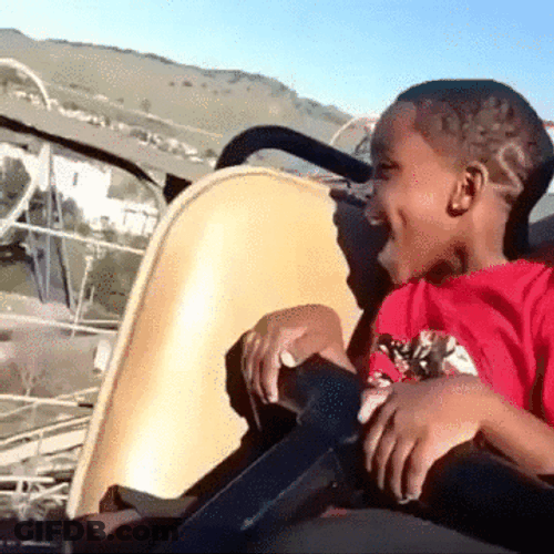 Emotional Kid Rides Happy Shocked GIF