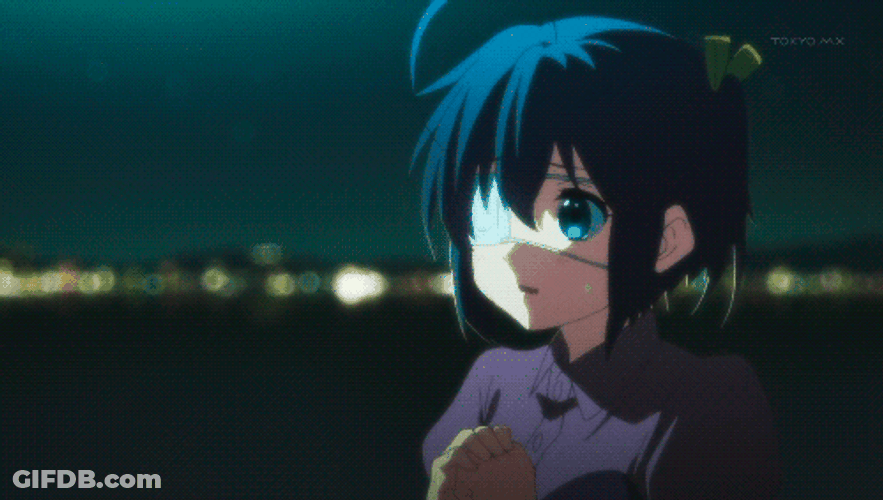 Emotional Rikka Takanashi At Night GIF