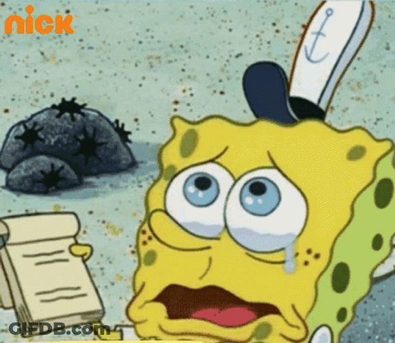 Emotional SpongeBob Tears Trickling GIF